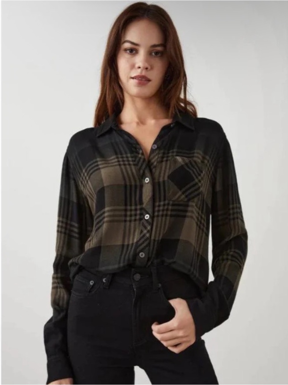 RAILS hunter plaid shirt in olive black dip dye Size Medium